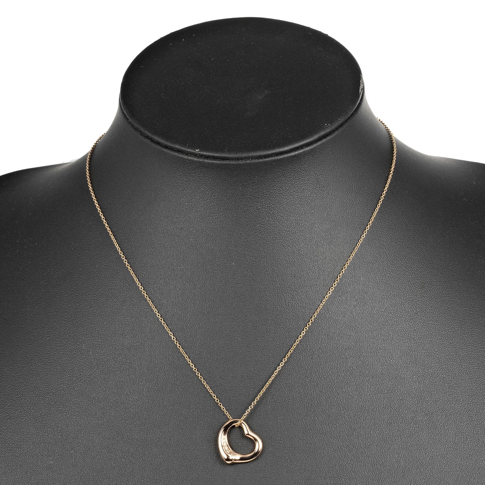 Tiffany & Co Open Heart Necklace K18 Pink Gold 5P Diamond