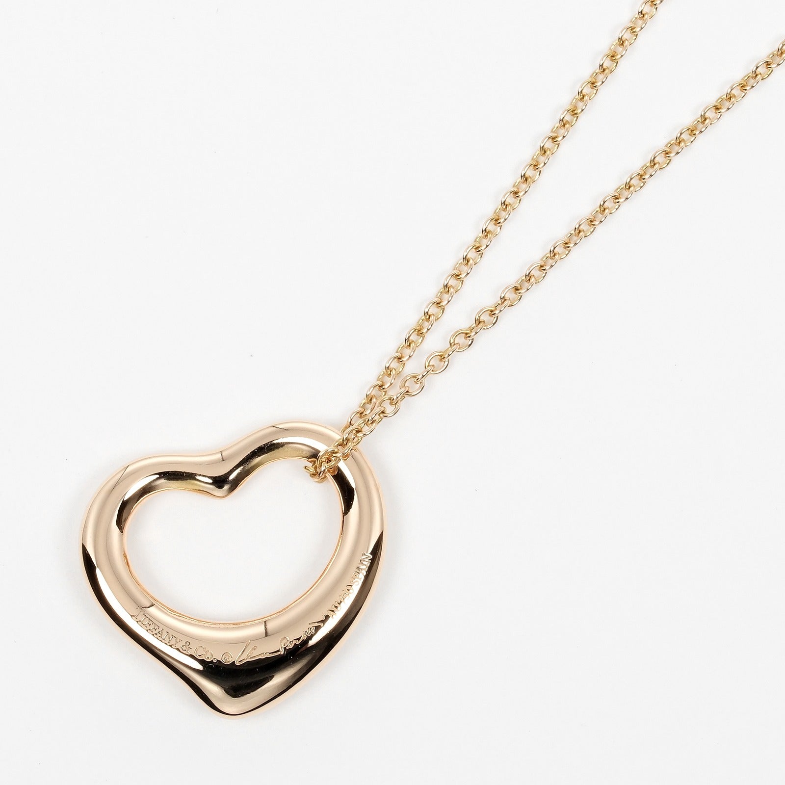 Tiffany & Co Open Heart Necklace K18 Pink Gold 5P Diamond