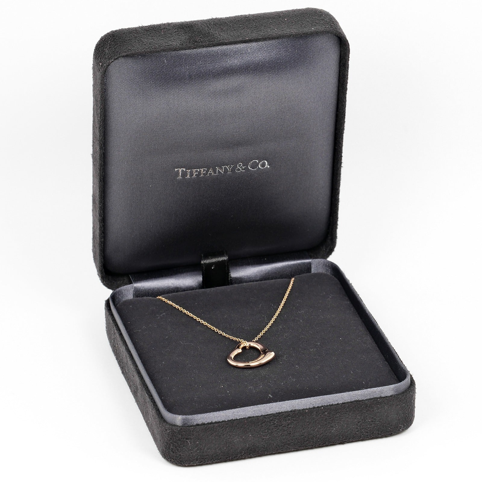 Tiffany & Co Open Heart Necklace K18 Pink Gold 5P Diamond