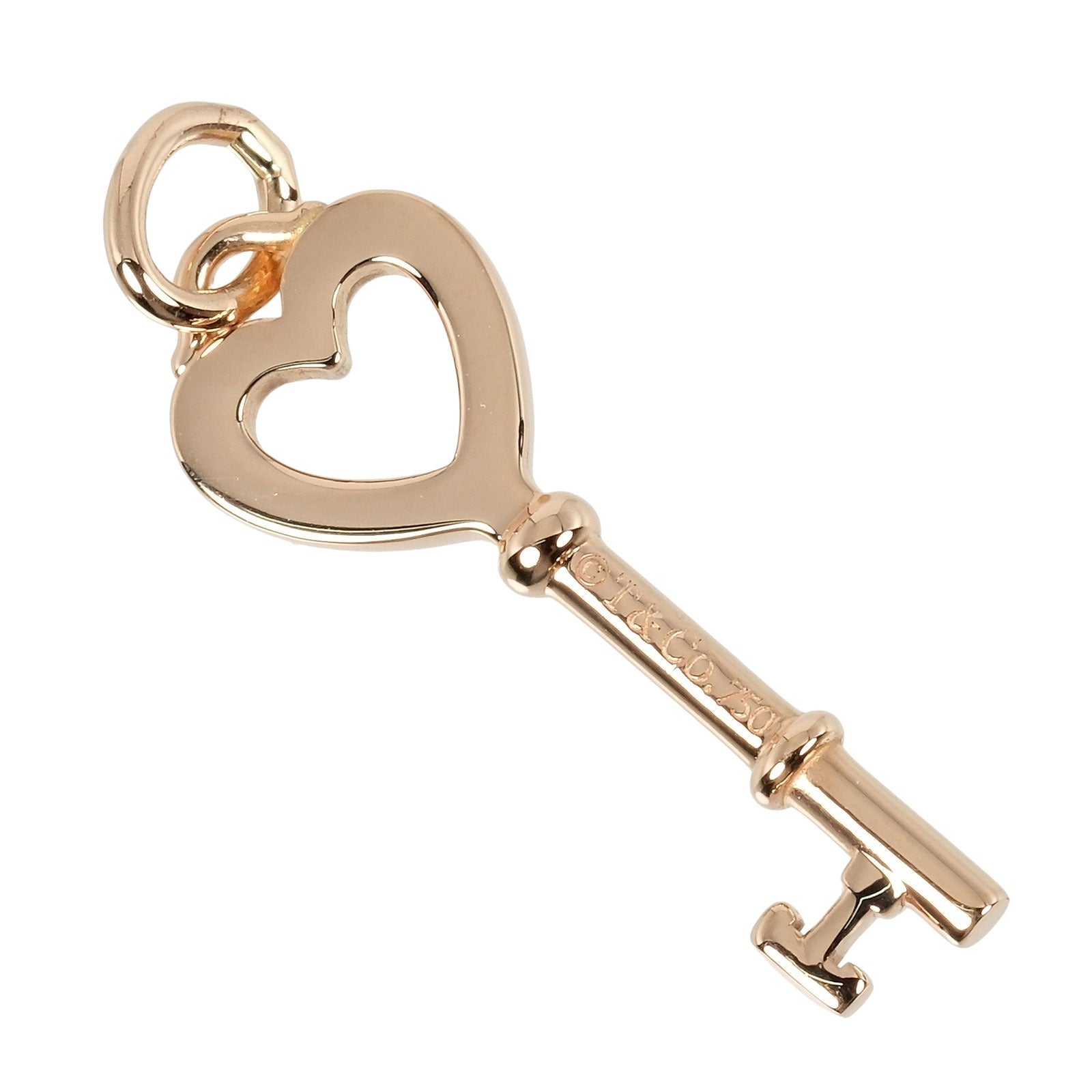 Tiffany & Co Heart Key Pendant K18 Pink Gold