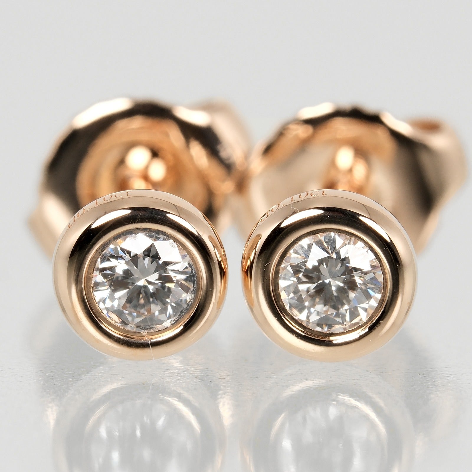 Tiffany & Co K18 Pink Gold Diamond Earrings