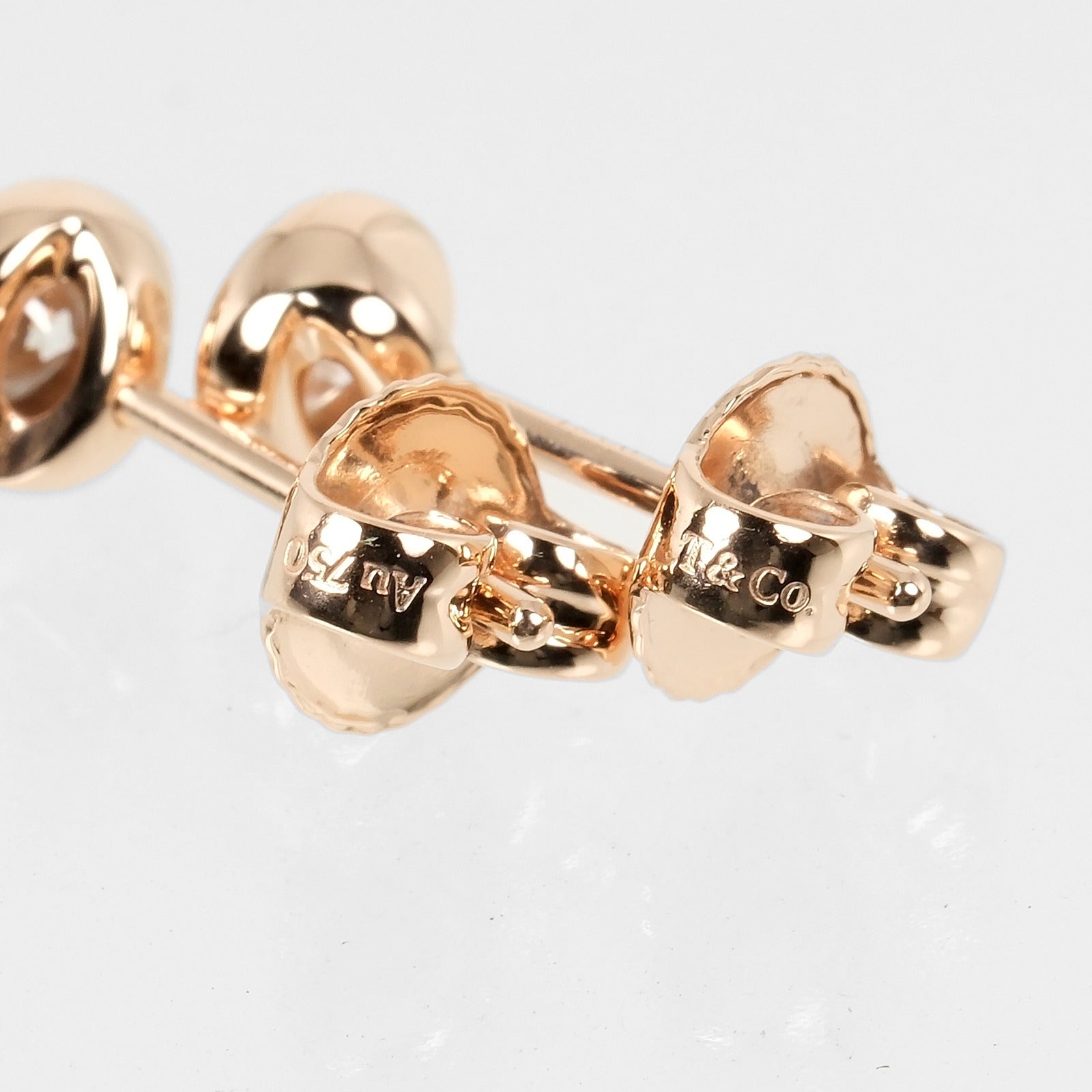 Tiffany & Co K18 Pink Gold Diamond Earrings