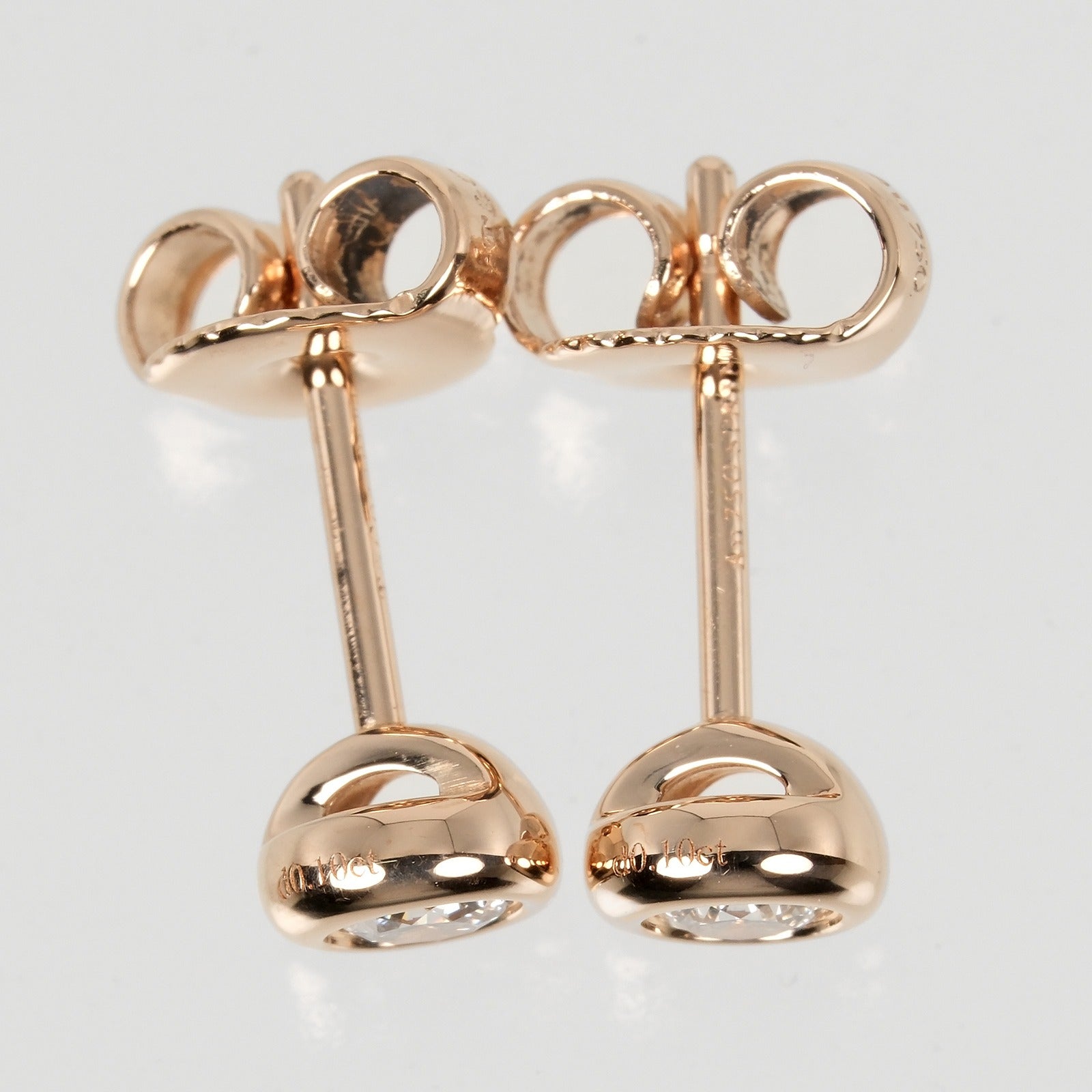 Tiffany & Co K18 Pink Gold Diamond Earrings