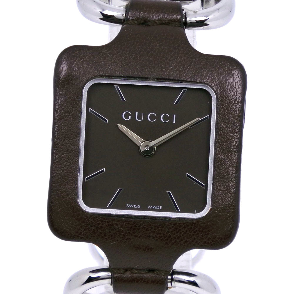 Gucci Square Face Watch YA130.5 Stainless Steel Leather