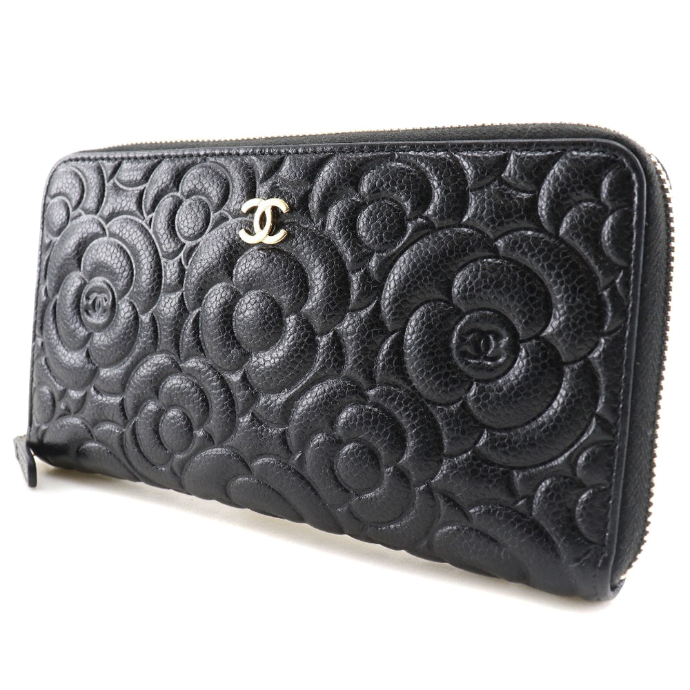 CC Camellia Embossed Zip Around Wallet A82281