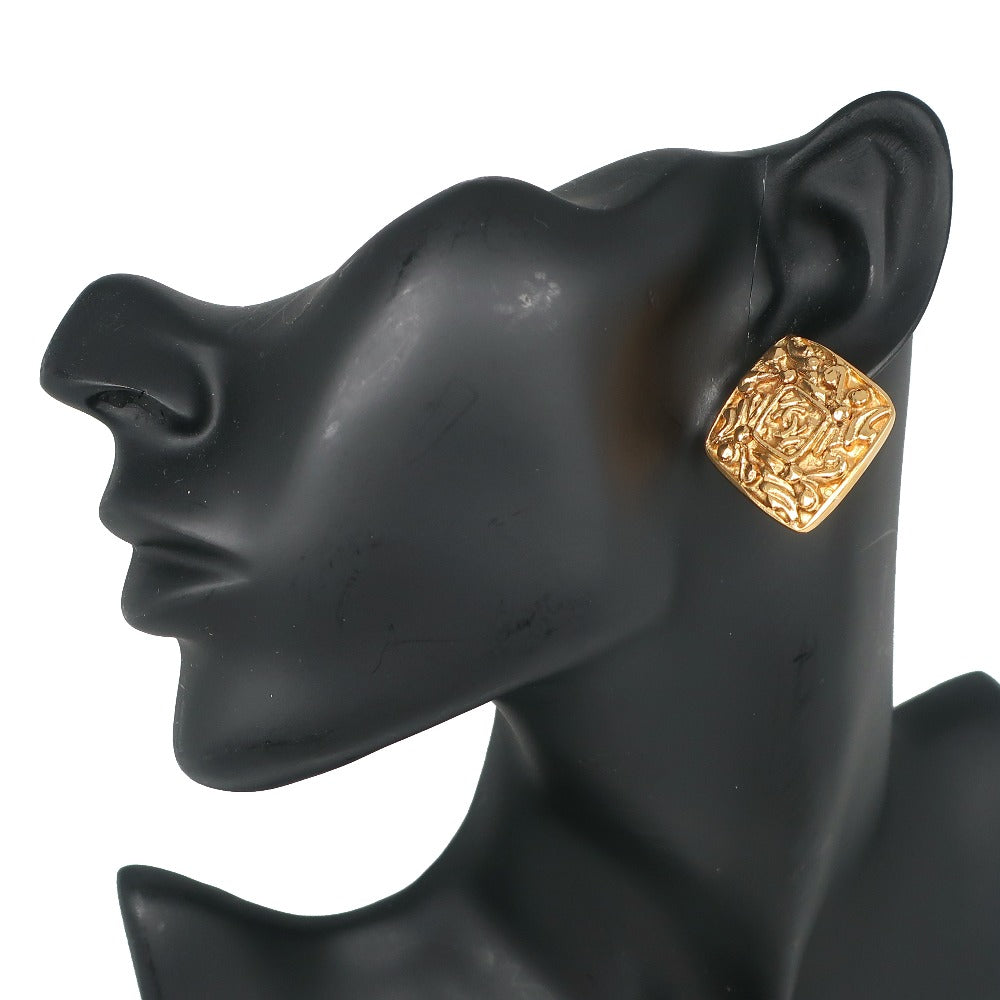 Chanel Coco Mark Vintage Earrings Gold Plated