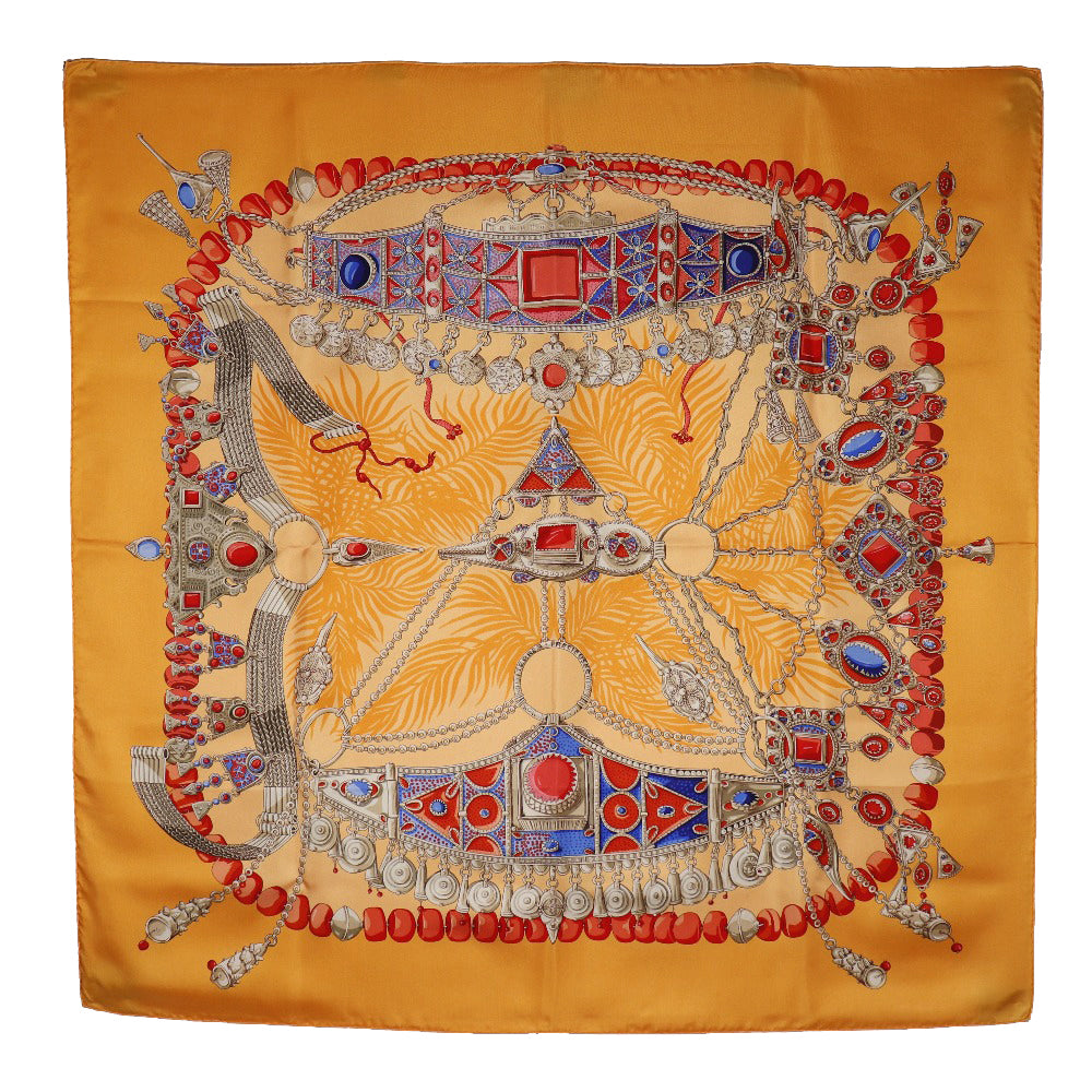 Hermes Carre 90 Terres Precieuses Silk Scarf  Canvas Scarf in Great Condition