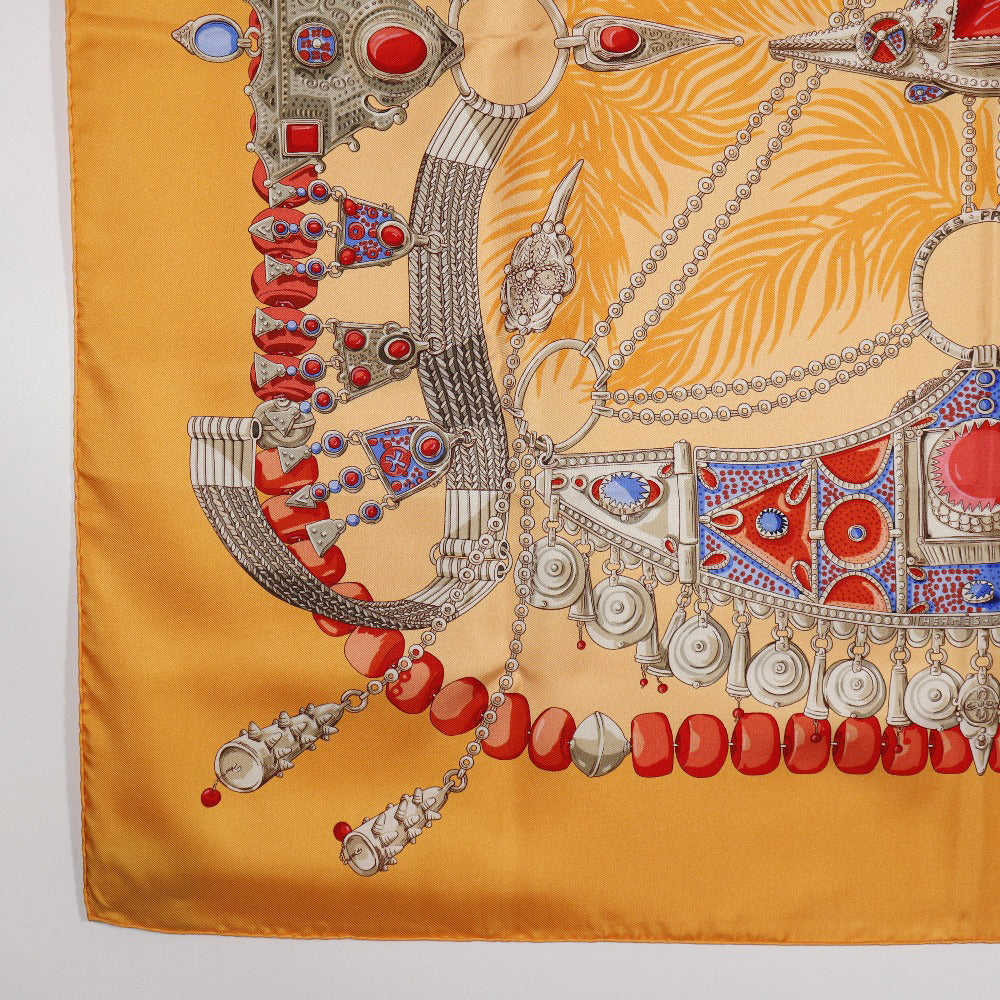 Hermes Carre 90 Terres Precieuses Silk Scarf  Canvas Scarf in Great Condition