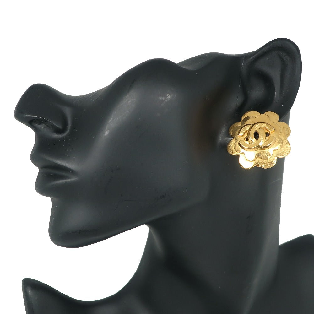 Chanel Flower Earrings Gold Plated Vintage