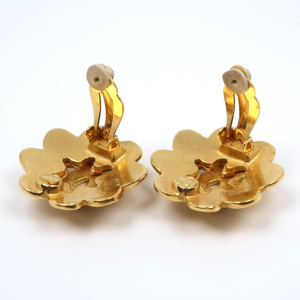 Chanel Flower Earrings Gold Plated Vintage