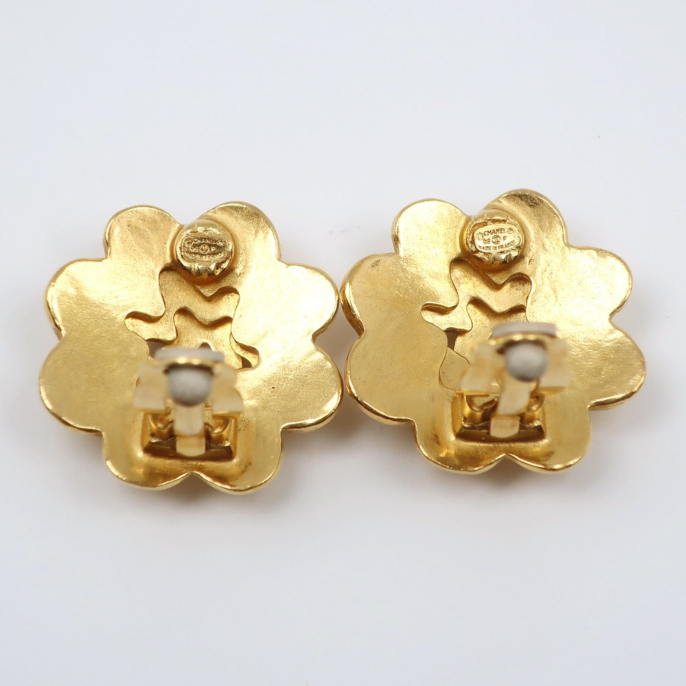 Chanel Flower Earrings Gold Plated Vintage