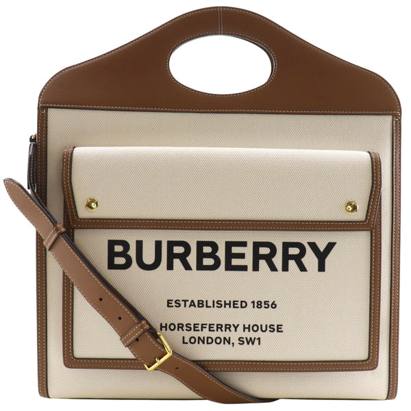 Burberry Medium Pocket Bag Canvas Leather 2way Bag