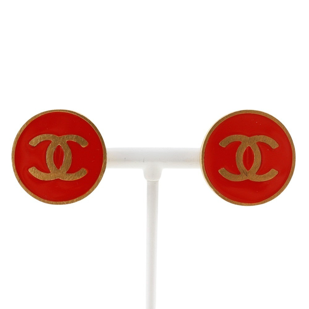 Chanel Gold Plated Red Earrings