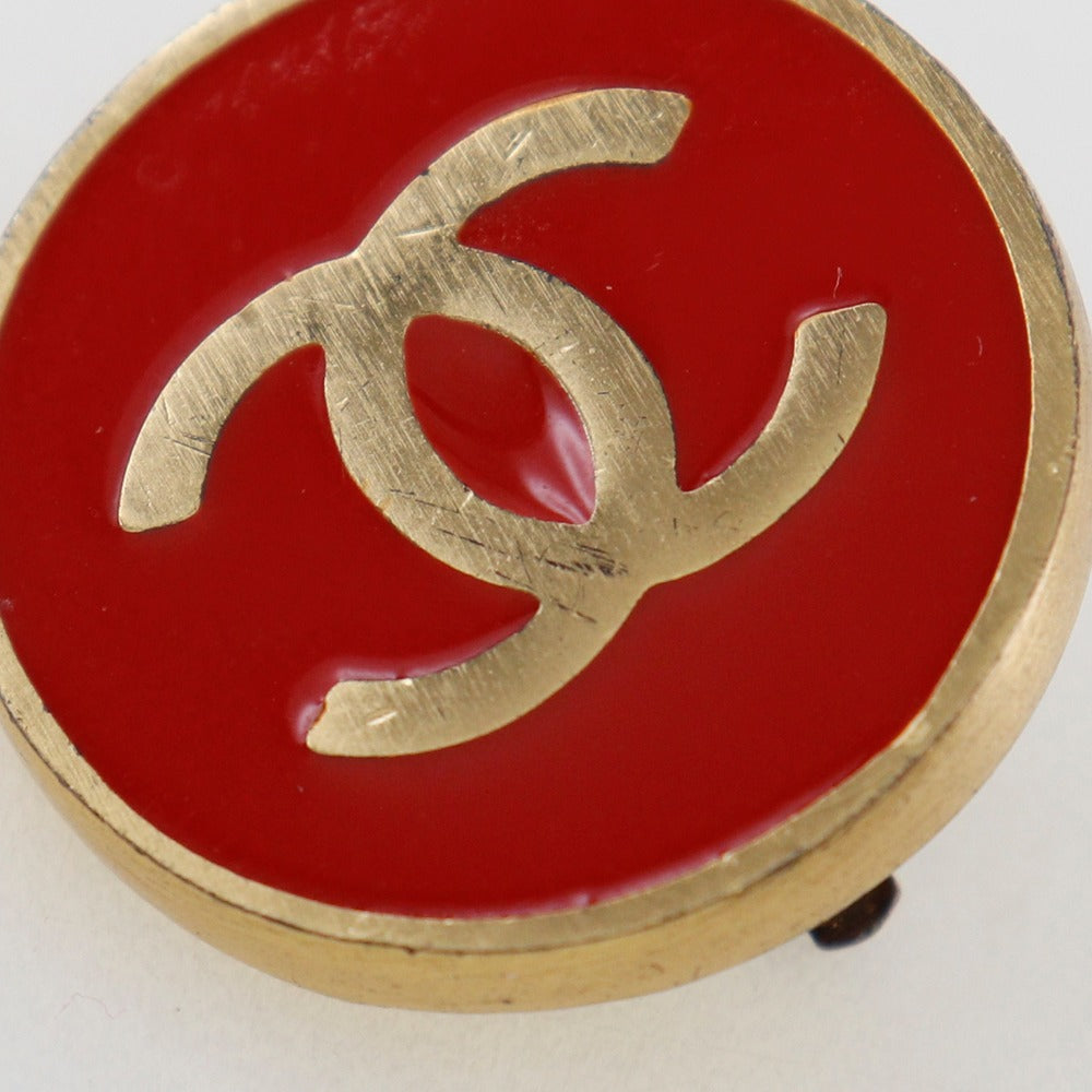 Chanel Gold Plated Red Earrings