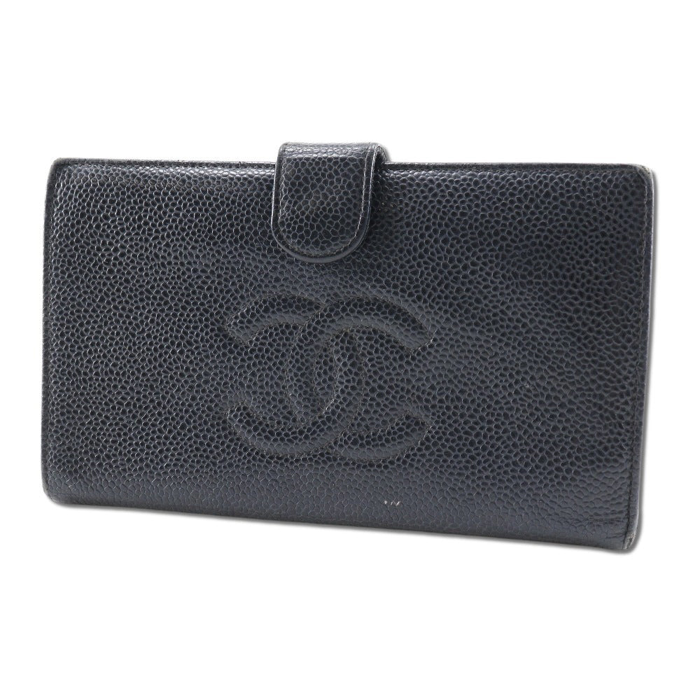 Chanel Caviar Skin Long Wallet Black