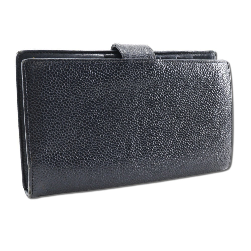 Chanel Caviar Skin Long Wallet Black