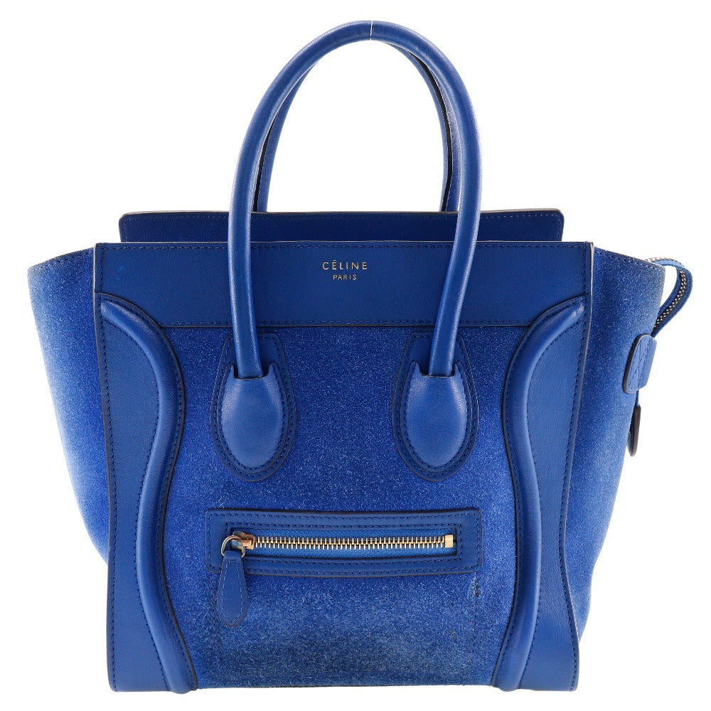 Celine Luggage Micro Suede Calf Handbag Blue