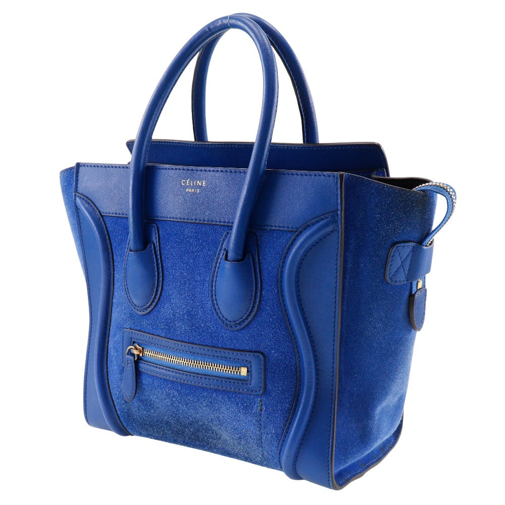 Celine Luggage Micro Suede Calf Handbag Blue