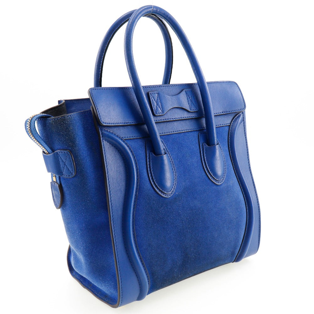 Celine Luggage Micro Suede Calf Handbag Blue