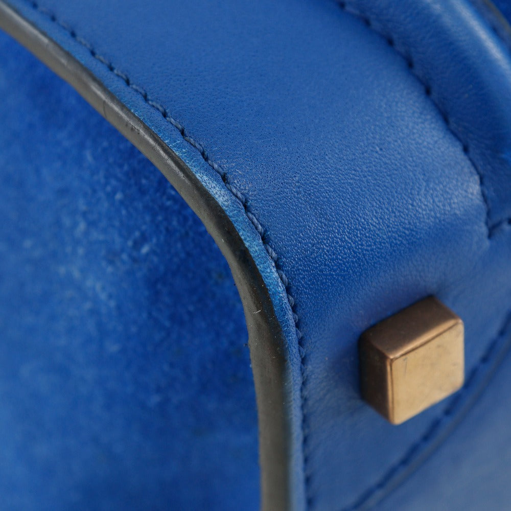 Celine Luggage Micro Suede Calf Handbag Blue