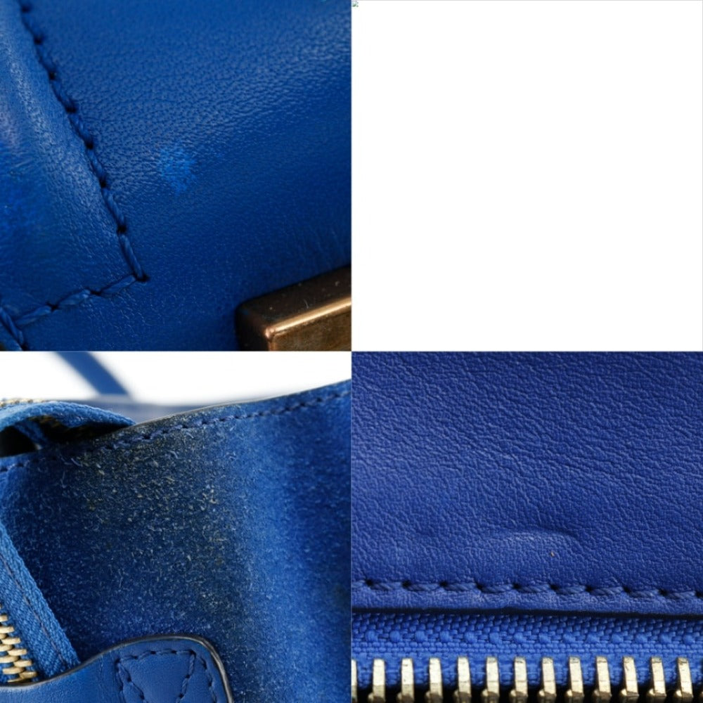 Celine Luggage Micro Suede Calf Handbag Blue