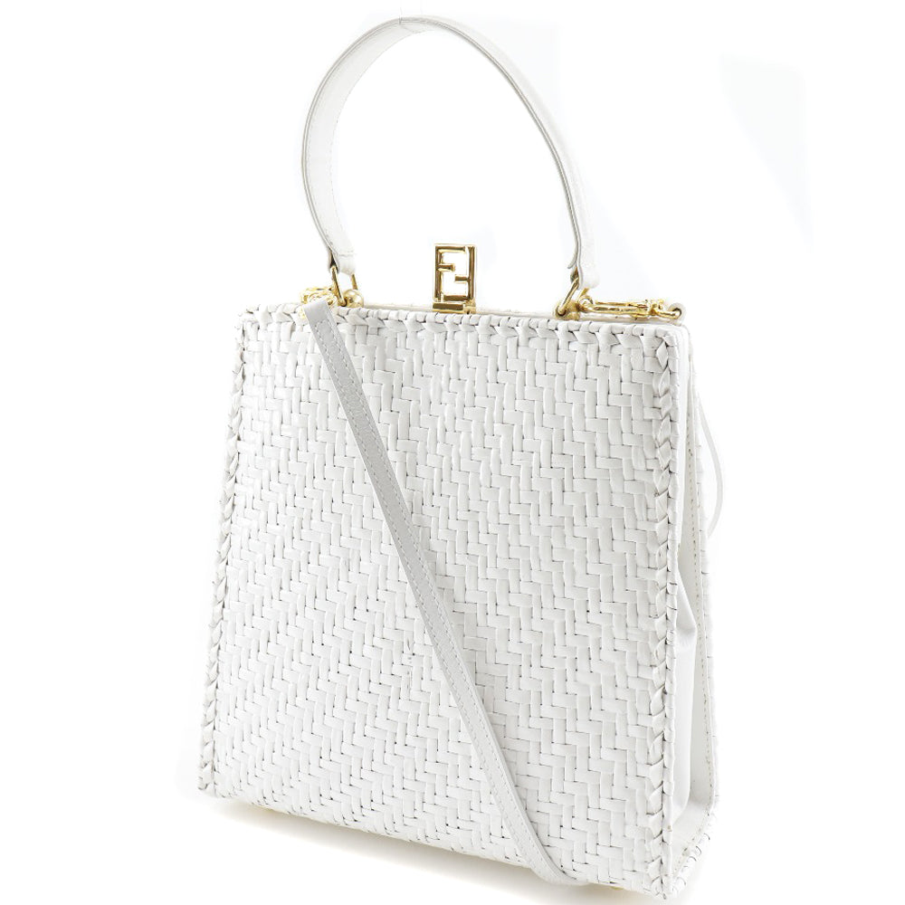 Fendi Leather Handbag White 2way