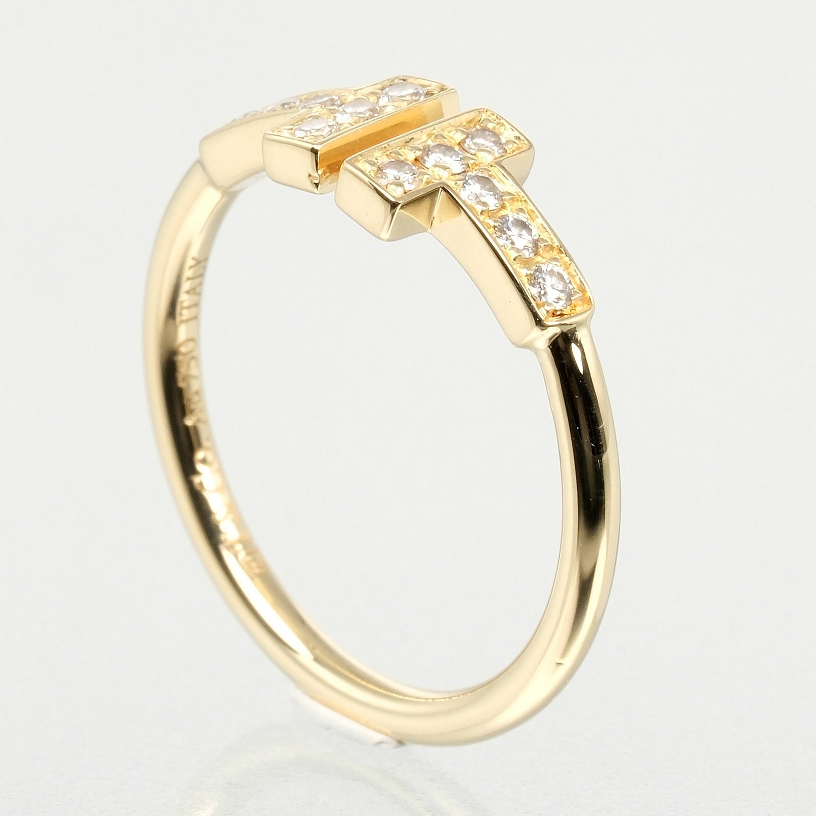 Tiffany & Co T Wire Ring K18 Yellow Gold Diamond