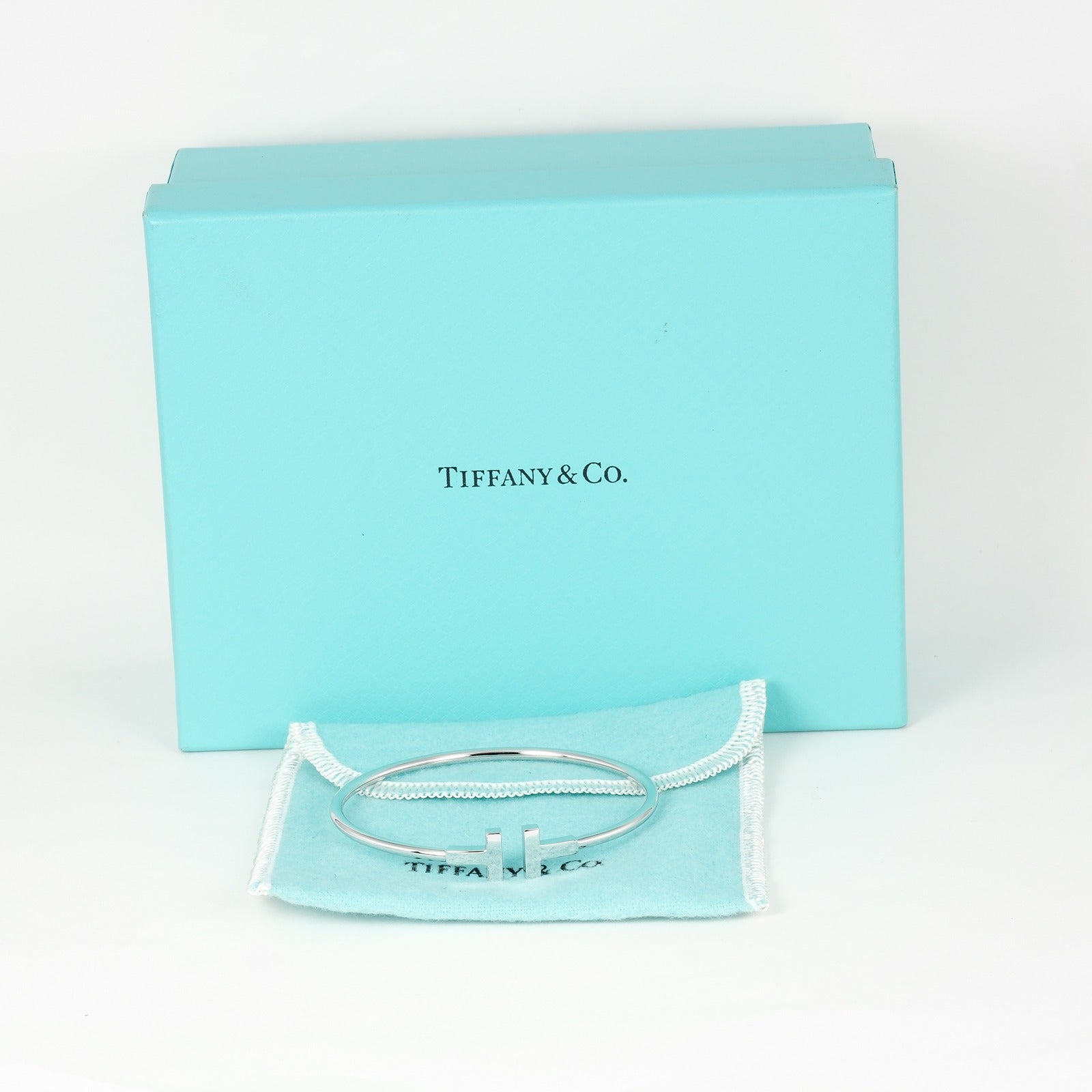 Tiffany & Co T Wire Bracelet K18 White Gold