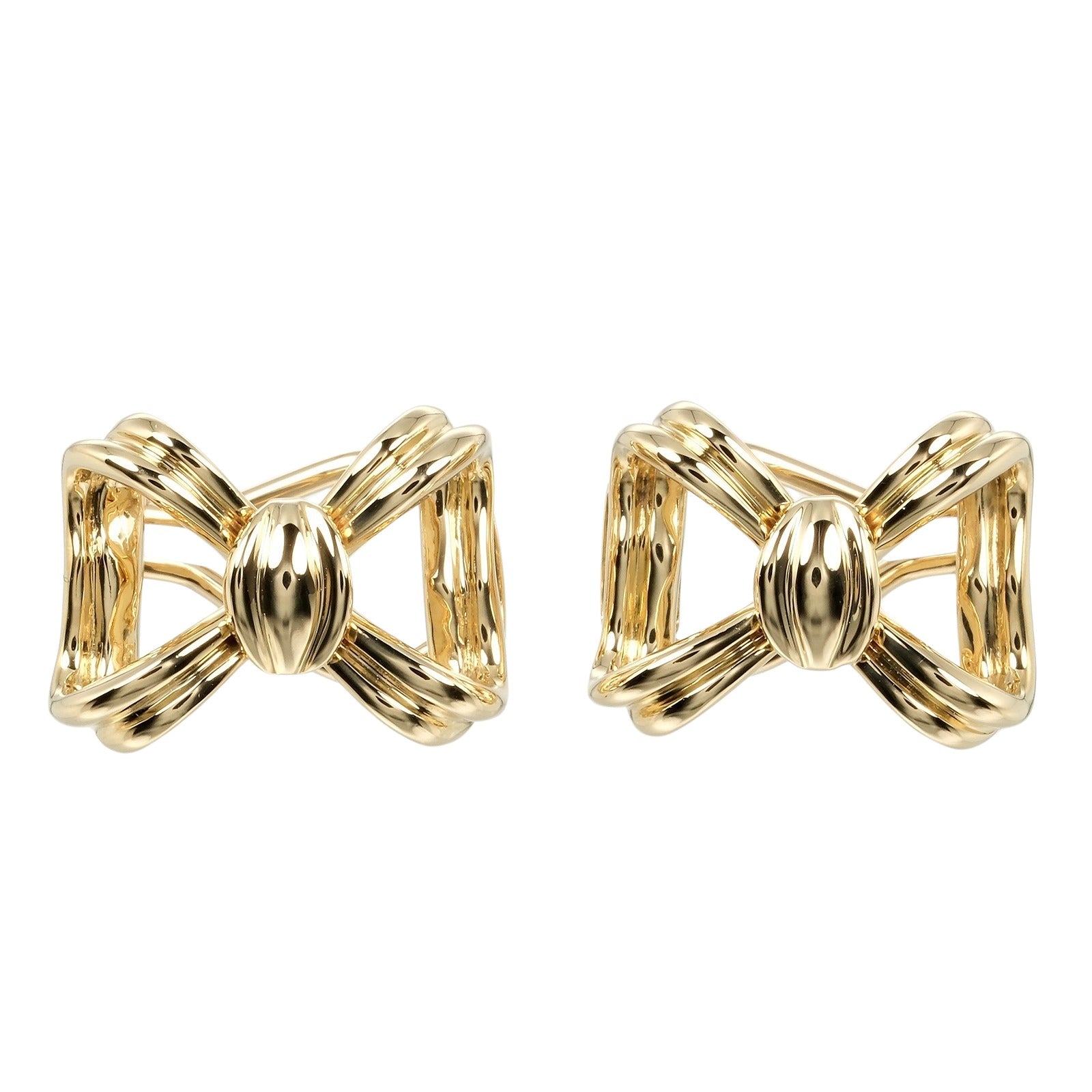 Tiffany & Co Ribbon Earrings K18 Yellow Gold