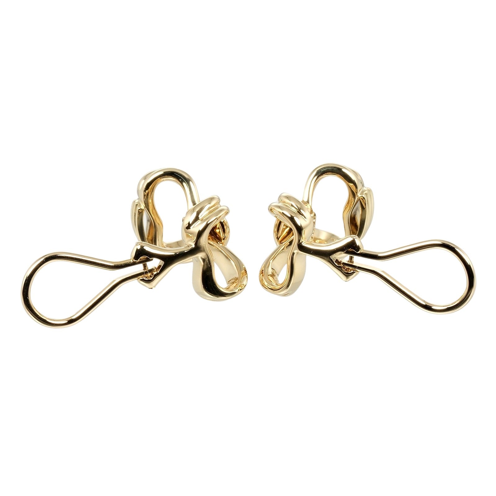 Tiffany & Co Ribbon Earrings K18 Yellow Gold