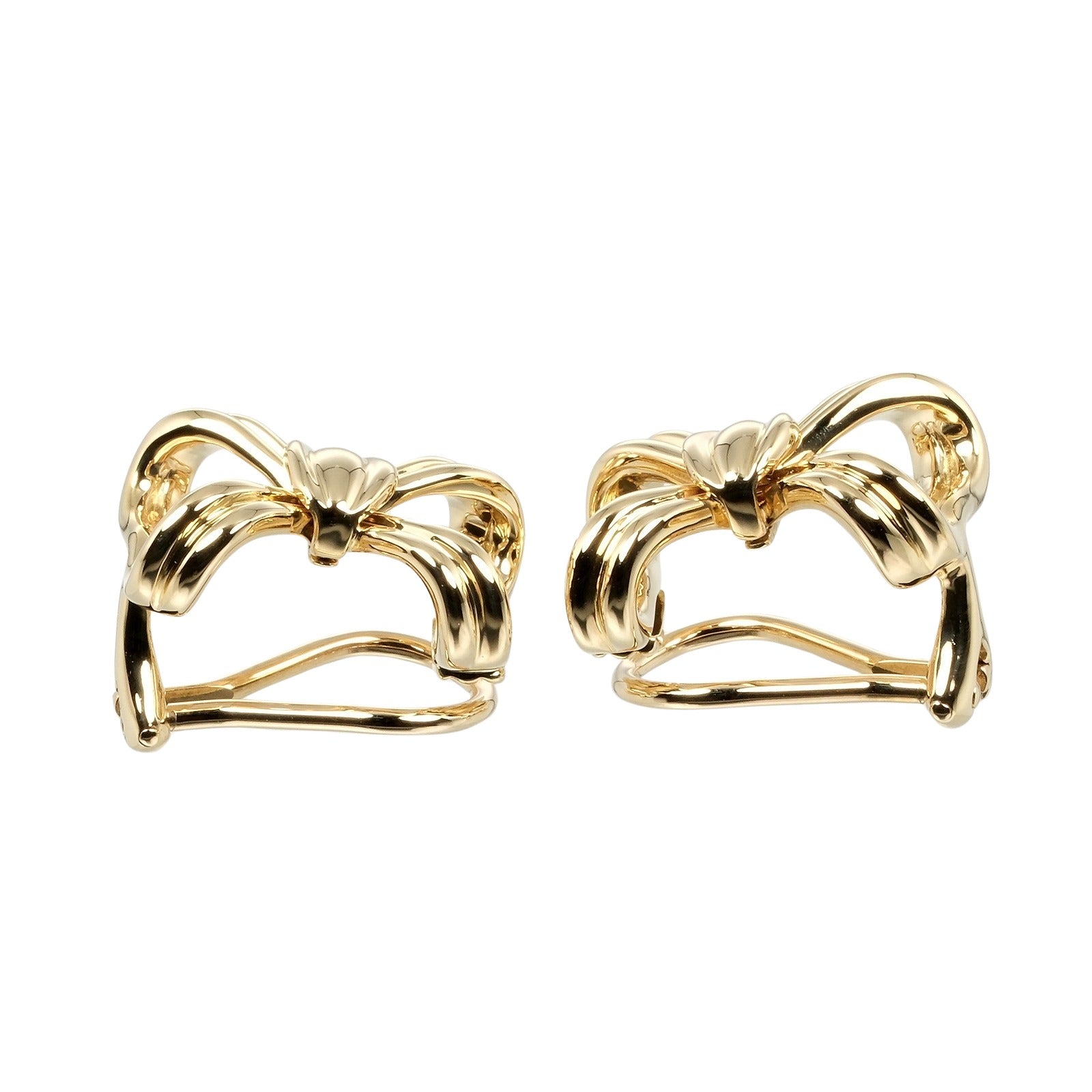 Tiffany & Co Ribbon Earrings K18 Yellow Gold