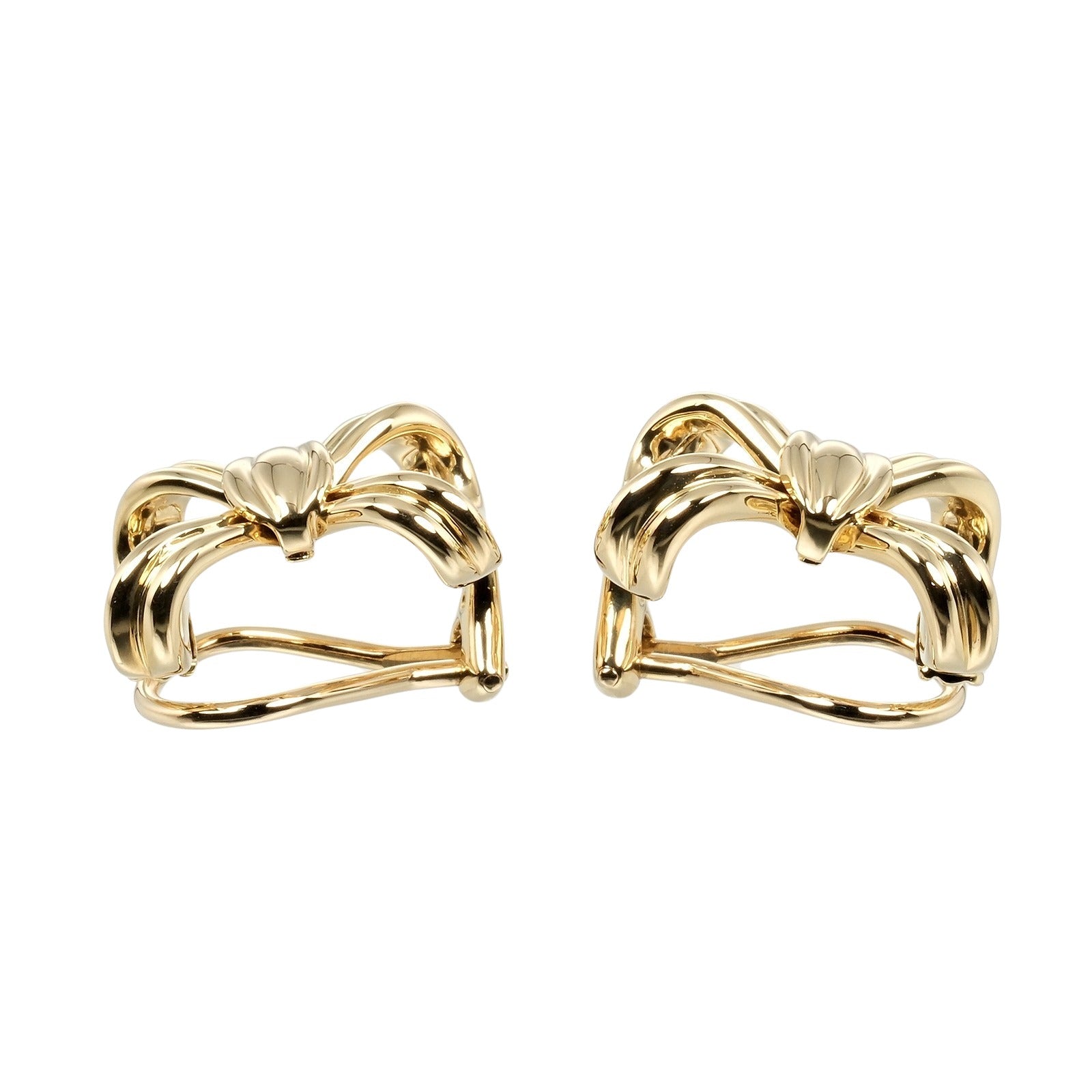 Tiffany & Co Ribbon Earrings K18 Yellow Gold