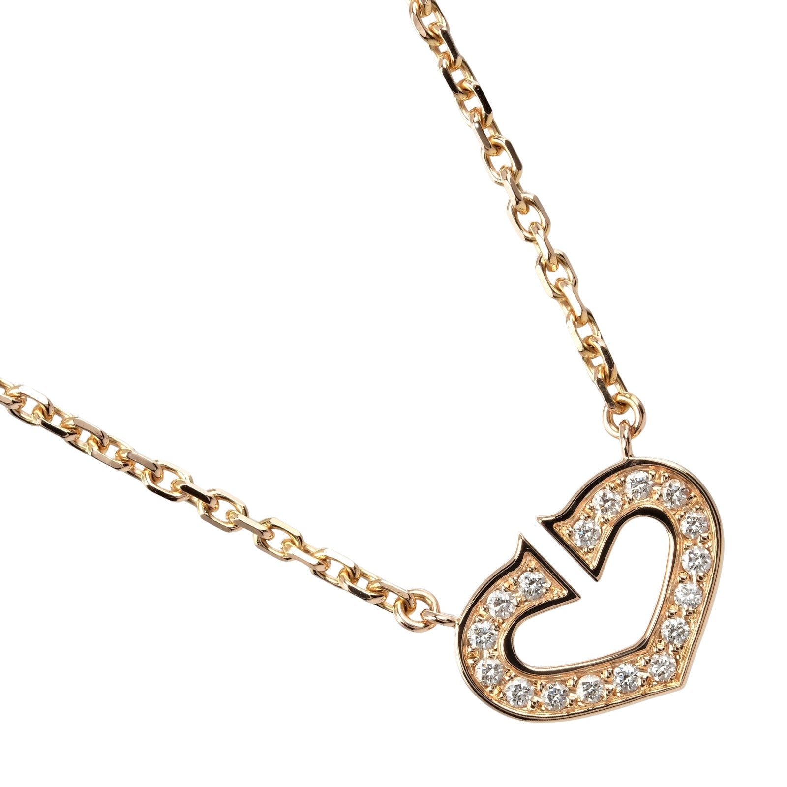 Cartier C Heart Necklace K18 Pink Gold Diamond