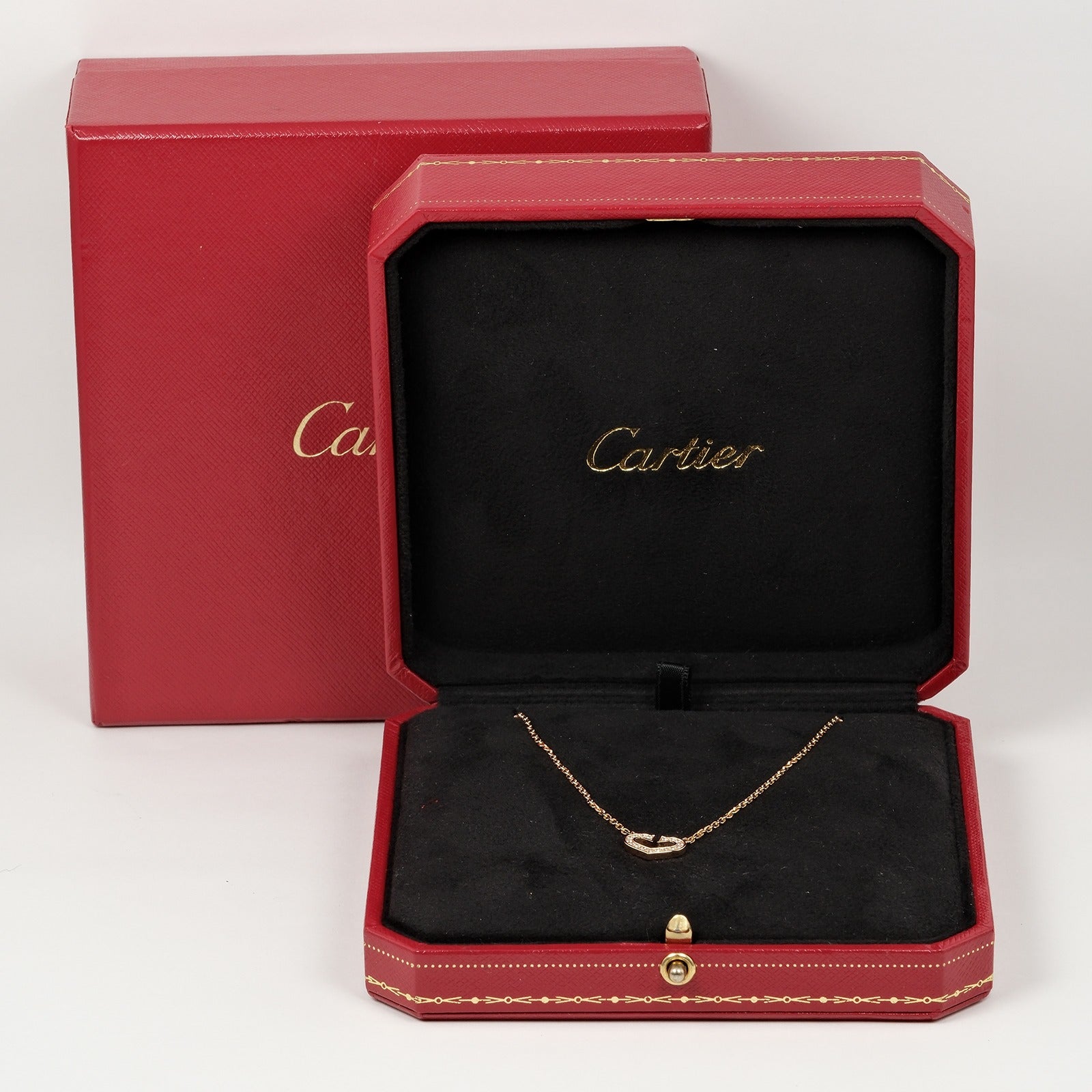 Cartier C Heart Necklace K18 Pink Gold Diamond