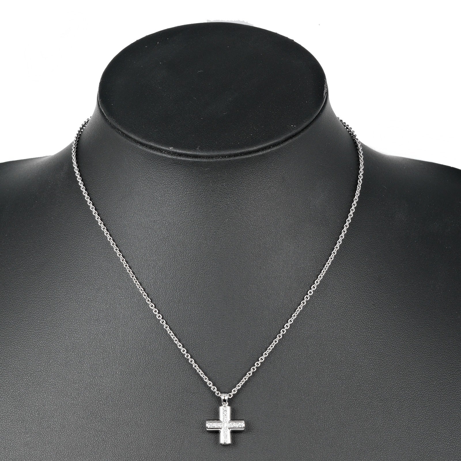 Bvlgari K18 White Gold Greek Cross Necklace