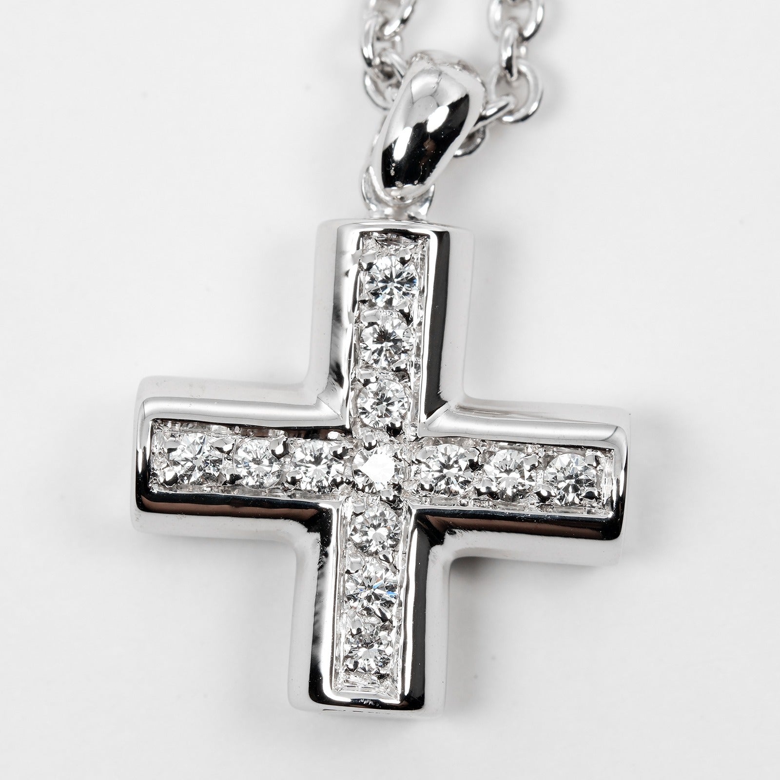 Bvlgari K18 White Gold Greek Cross Necklace