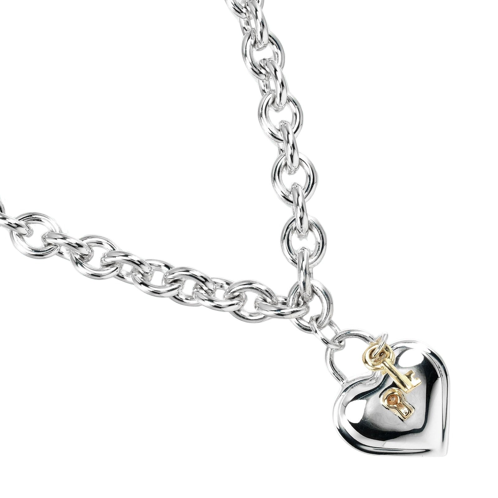 Tiffany & Co Heart Lock Necklace Silver 925 K18 Gold