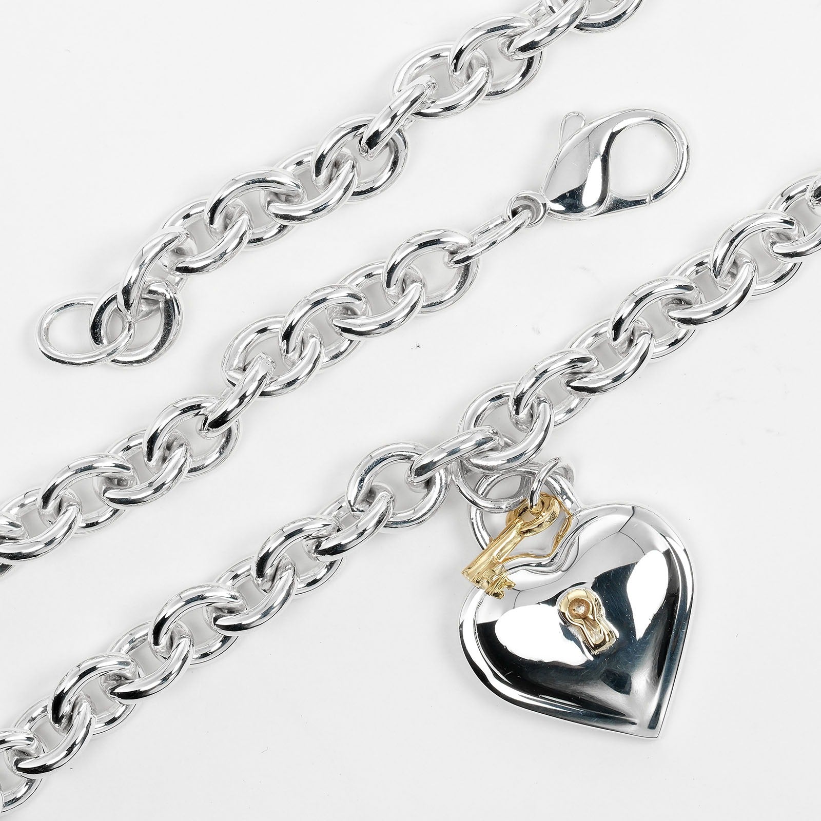 Tiffany & Co Heart Lock Necklace Silver 925 K18 Gold