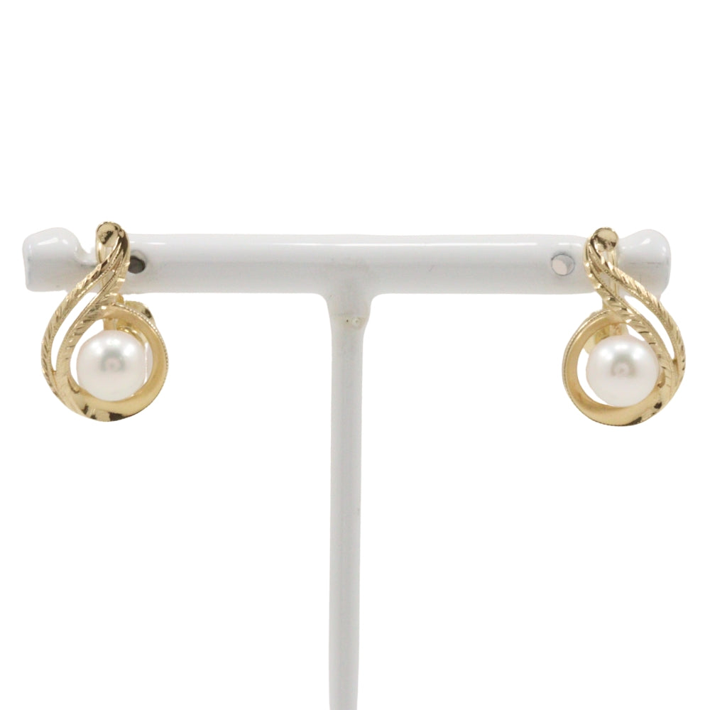 Mikimoto Pearl Earrings K14 Yellow Gold