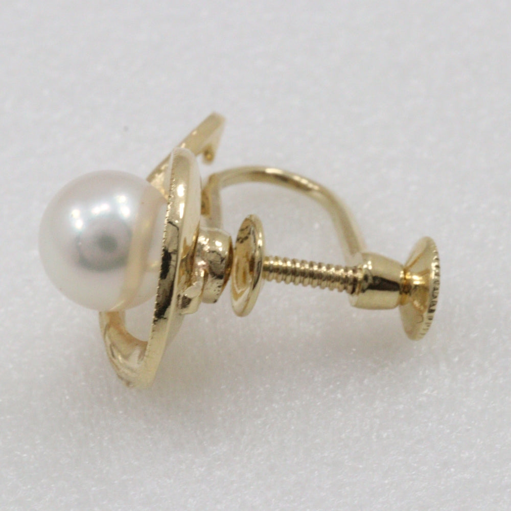 Mikimoto Pearl Earrings K14 Yellow Gold