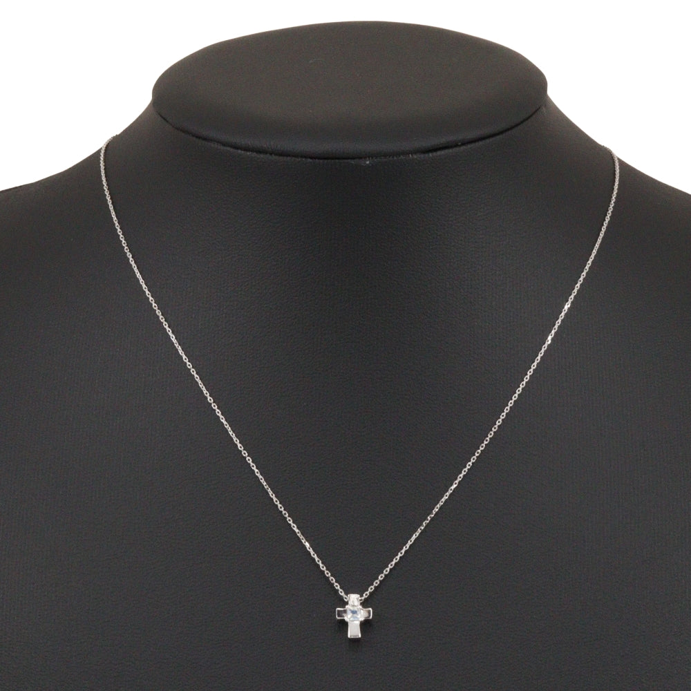 K18 White Gold Moonstone Cross Necklace