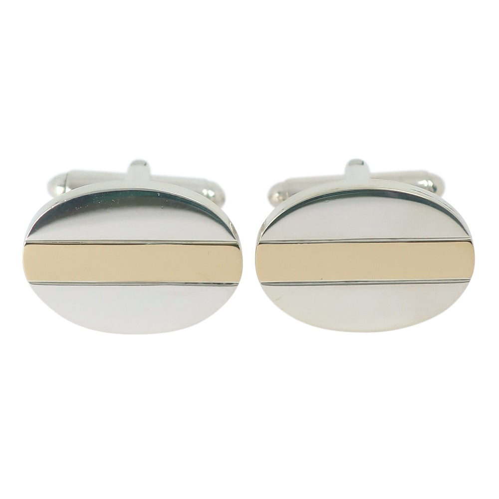 Tiffany Silver 925 K18 Gold Oval Cufflinks