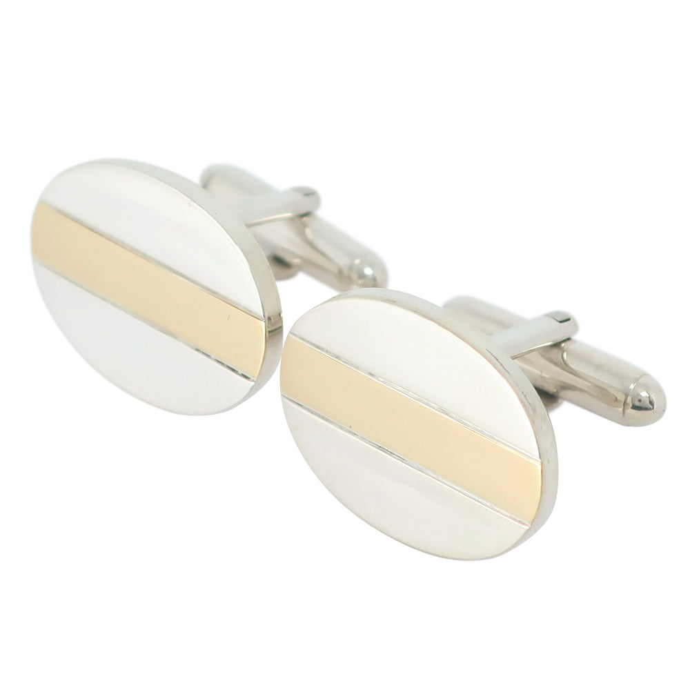 Tiffany Silver 925 K18 Gold Oval Cufflinks