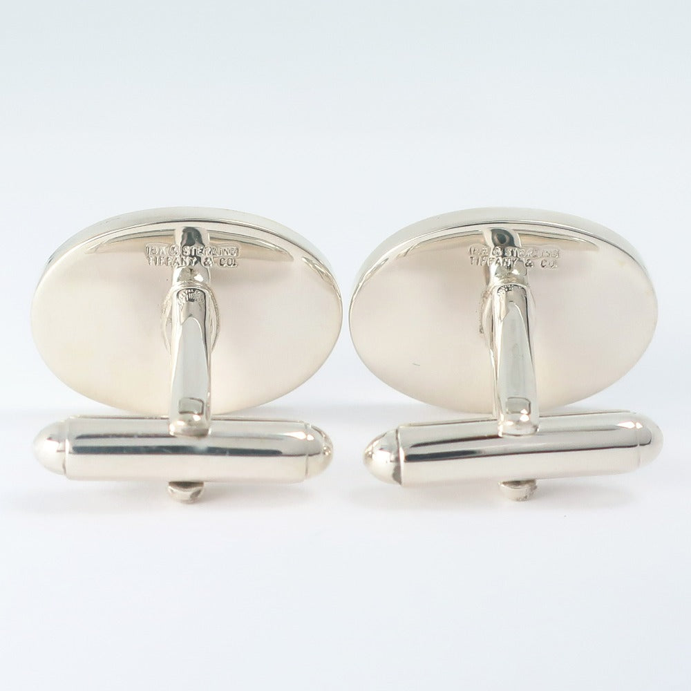 Tiffany Silver 925 K18 Gold Oval Cufflinks