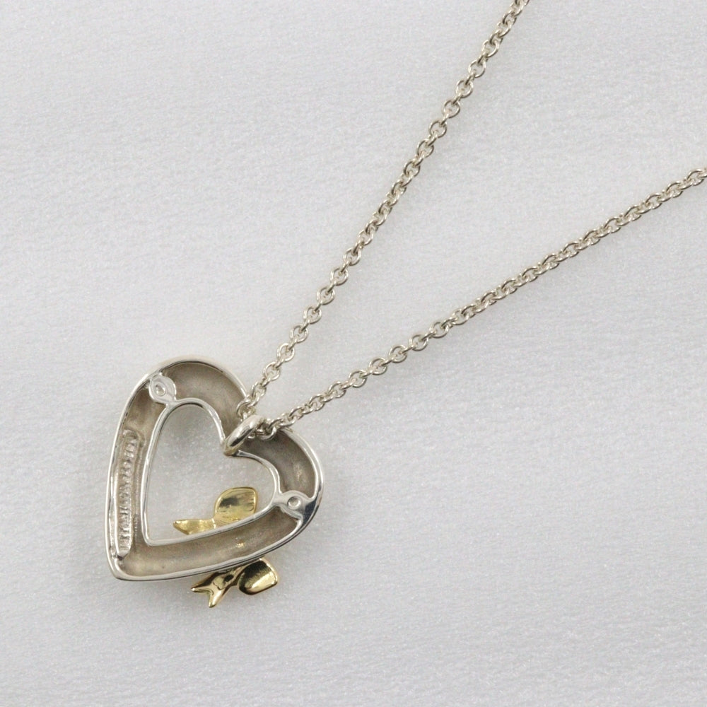 Tiffany Heart Ribbon Necklace Silver 925 K18 Gold