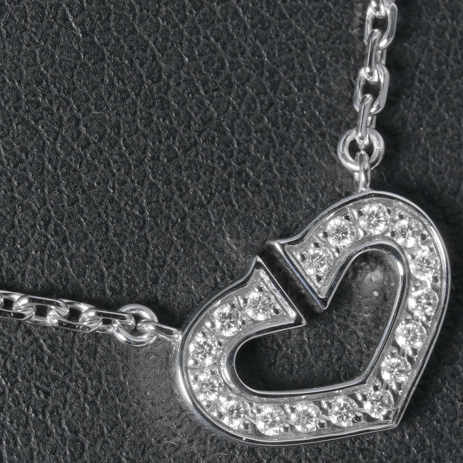 Cartier C Heart Necklace K18 White Gold Diamond