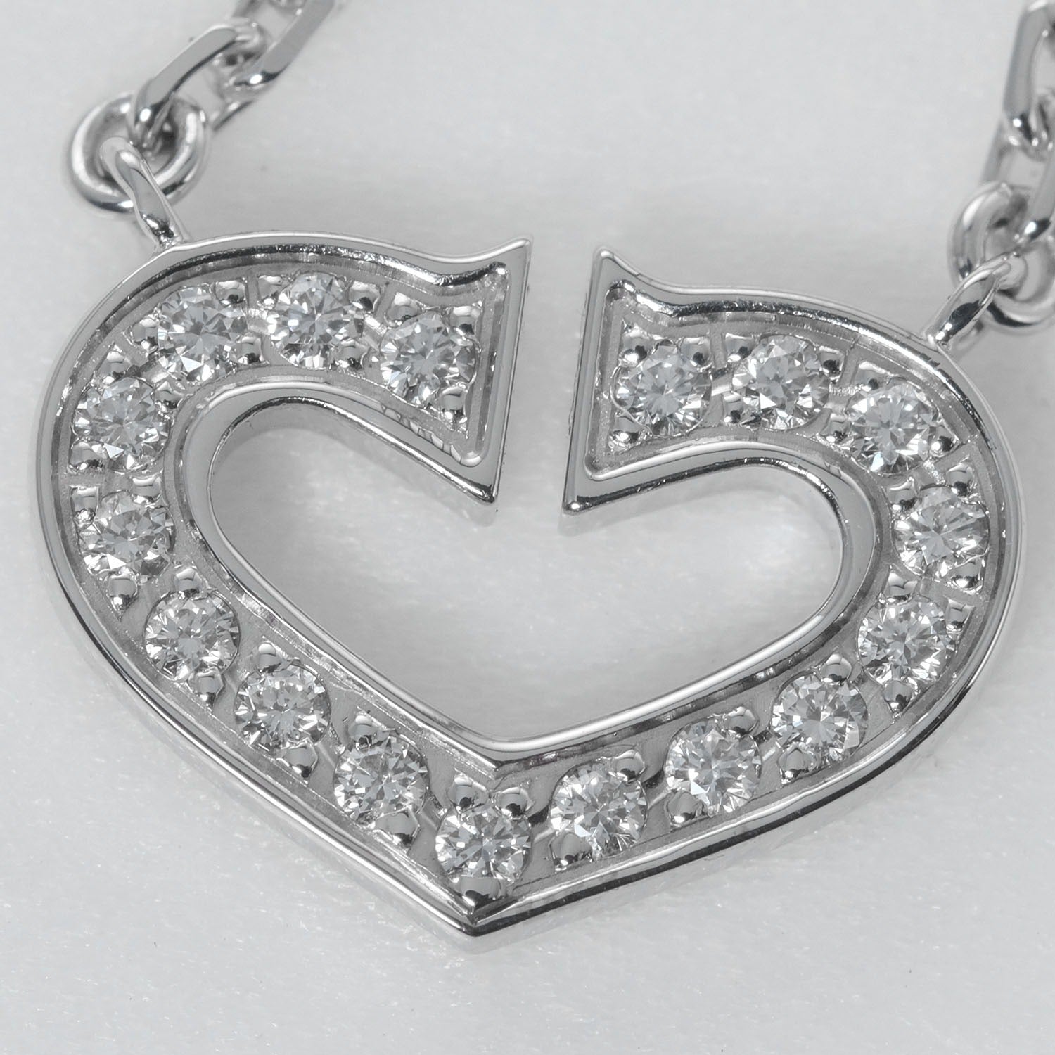 Cartier C Heart Necklace K18 White Gold Diamond