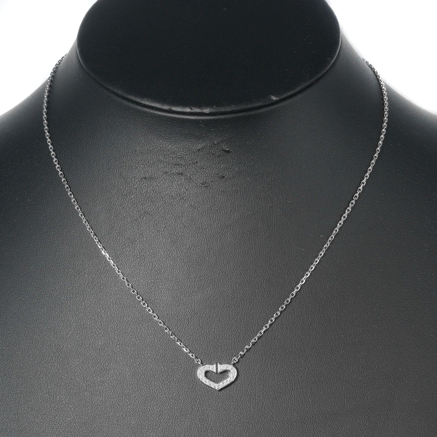 Cartier C Heart Necklace K18 White Gold Diamond