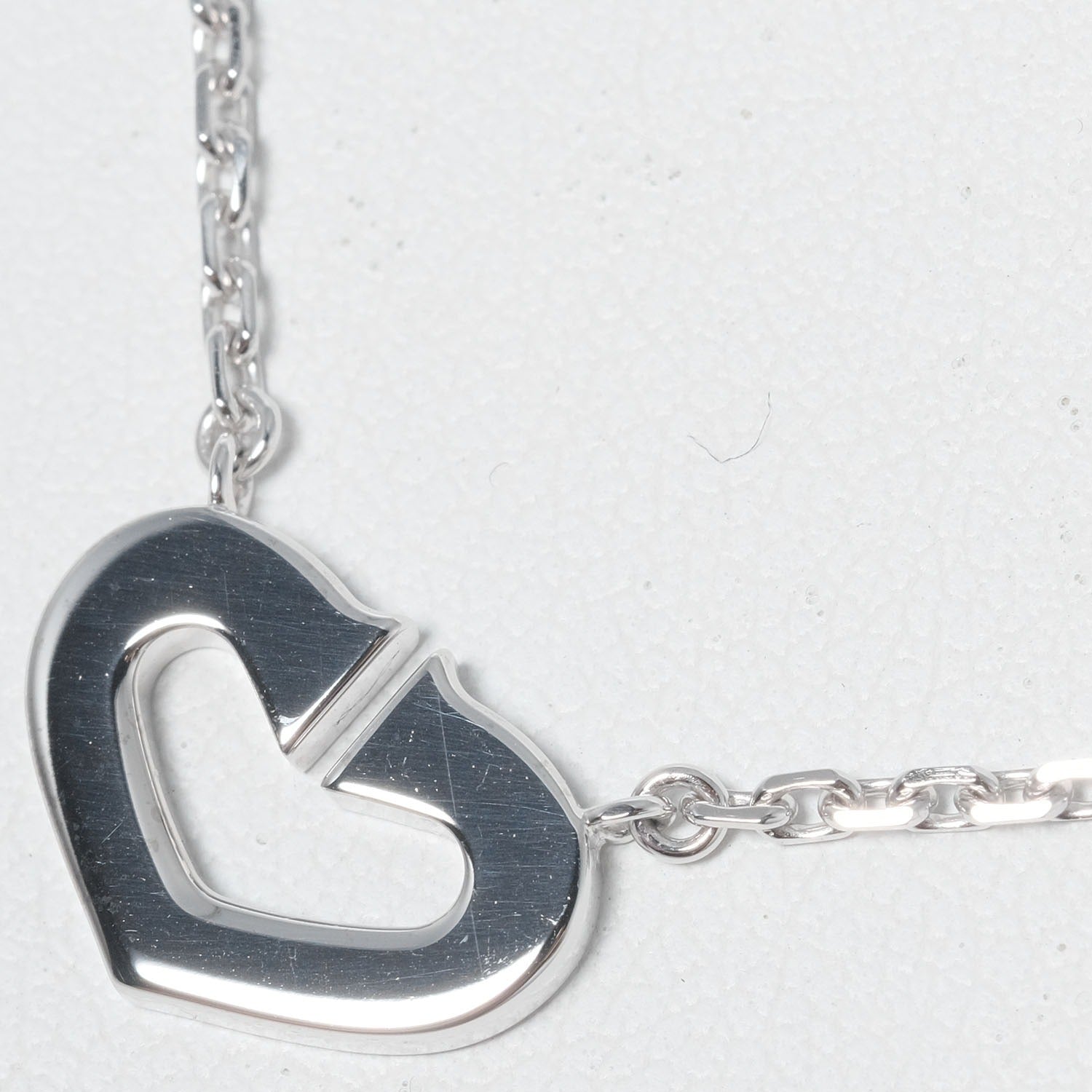 Cartier C Heart Necklace K18 White Gold Diamond