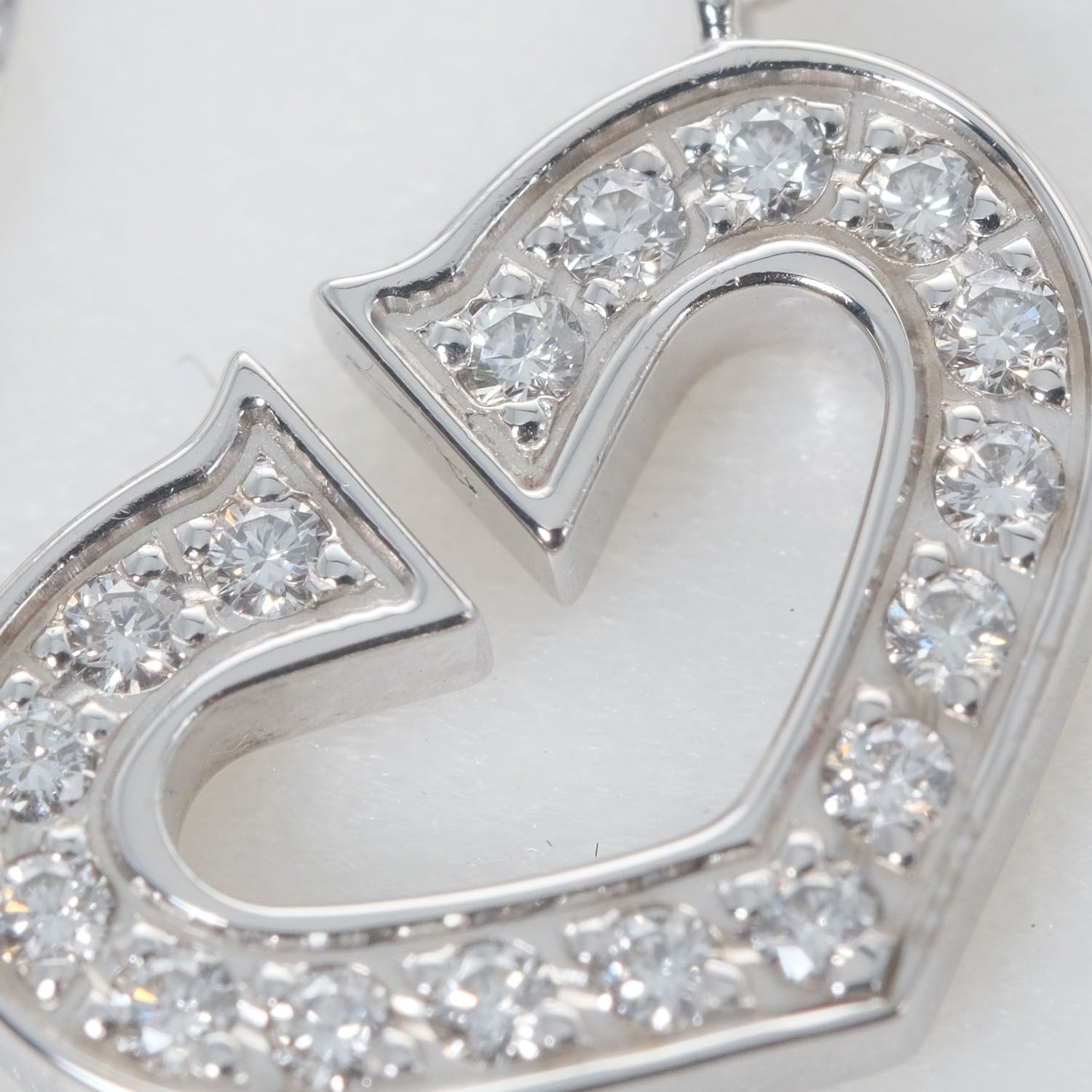 Cartier C Heart Necklace K18 White Gold Diamond